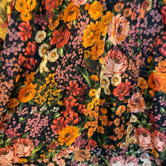 FARM Rio Women's Size XL Yellow Black Floral Vibrant Flowers Garden Blouse - Picture 11 of 14